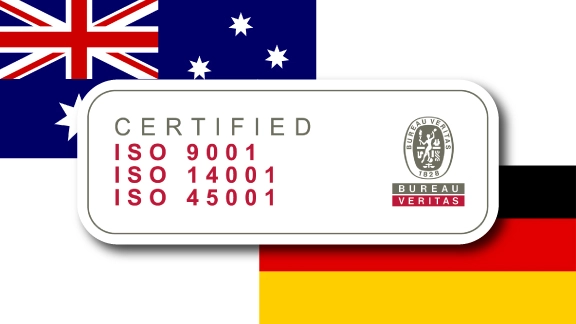 ISO Certifications with German and Australian flags