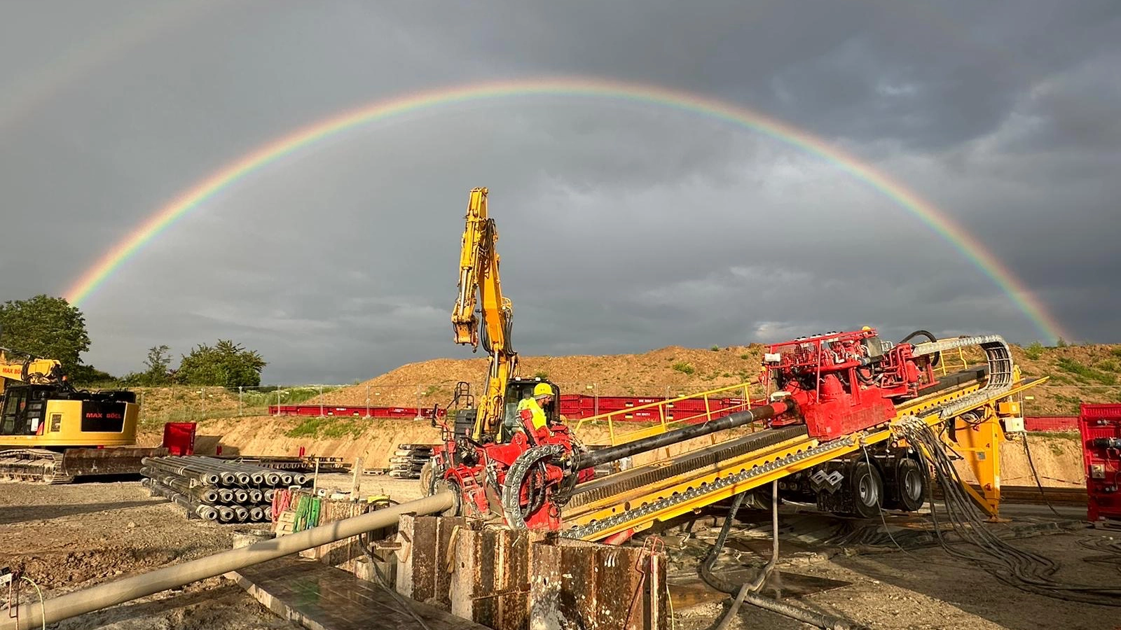 Rainbow shines over a HDD jobsite in Germany.